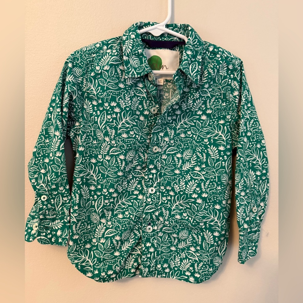Mini Boden Jungle Themed Button-Up Shirt